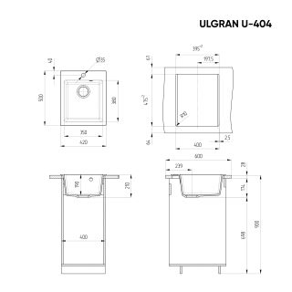 Кухонная мойка Ulgran Classic U-404-341 ультра-белый